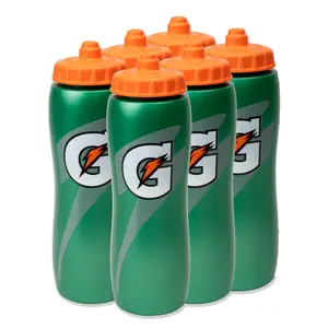 Gatorade Water Bottle with Squeeze Lid - 32oz, 6 Pack Drinkware Wide Mouth Washable