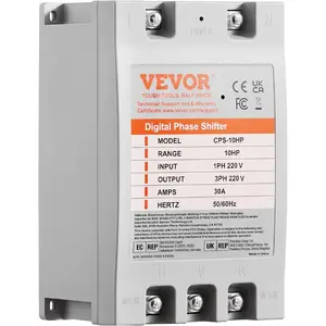 VEVOR Single Phase to 3 Phase Converter - 10HP 30A 220V Input/Output Digital Phase Shifter for Residential Light Commercial Use (One Converter for One Motor Only)VEVOR Super Brand Day
