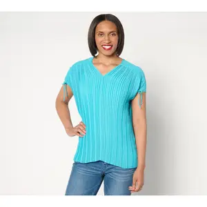 Attitudes by Renee Global Illusions Cinch Pleated Top