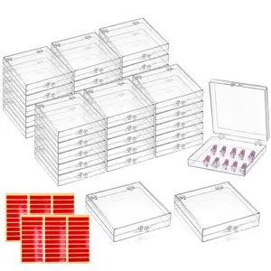 30 Pack Press on Nails Box, Clear  Press on  Storage Packaging Boxes Case, Empty  Containers with with Adhesive Tapes for Press ons  Art Salon Business Supplies