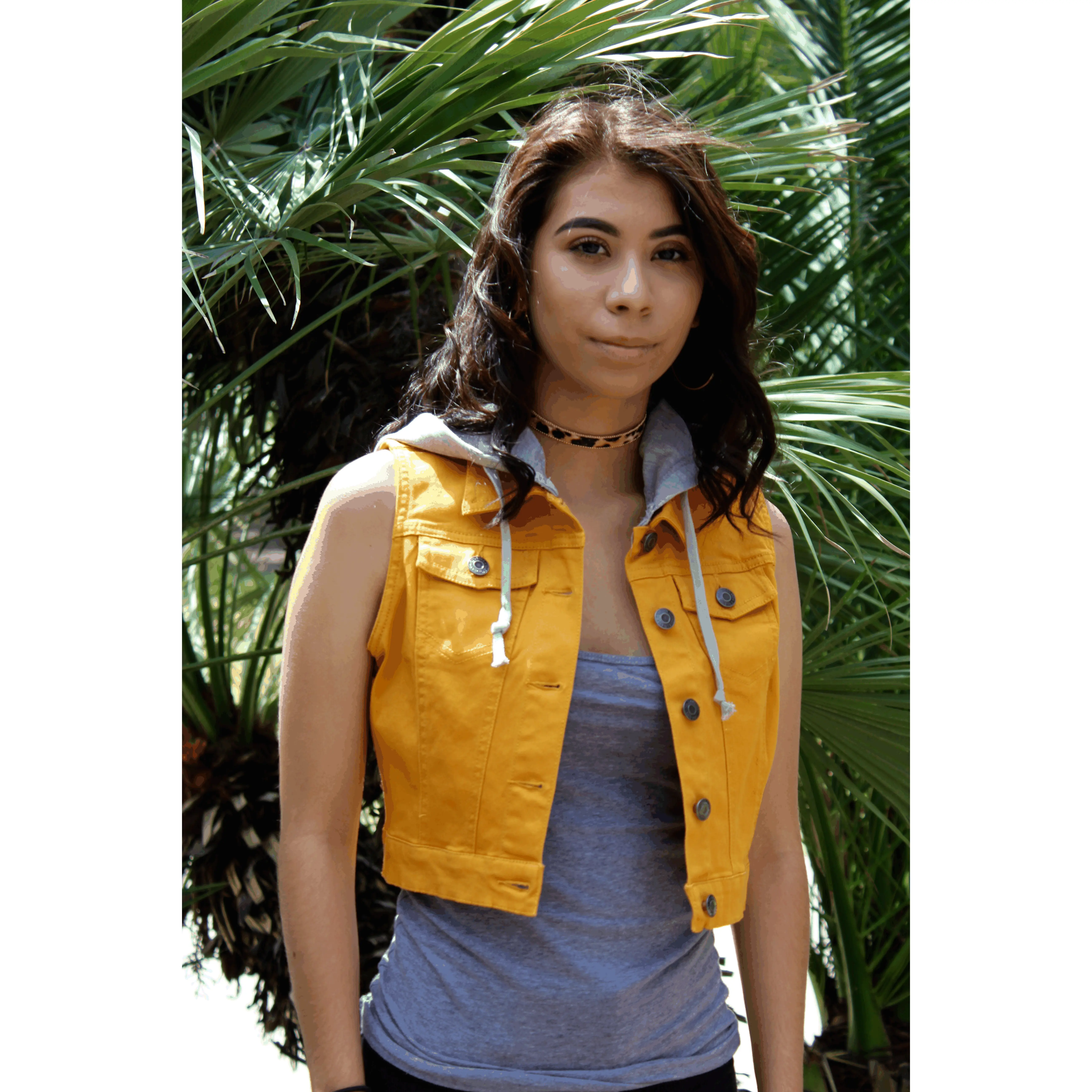 Mustard Vest with Hood