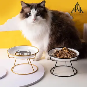 Ceramic Pet Bowls Cat Food Dog Food Eating Plates Neck Protection Easy to Clean Ceramic Canned Food Plates Wholesale Feeding