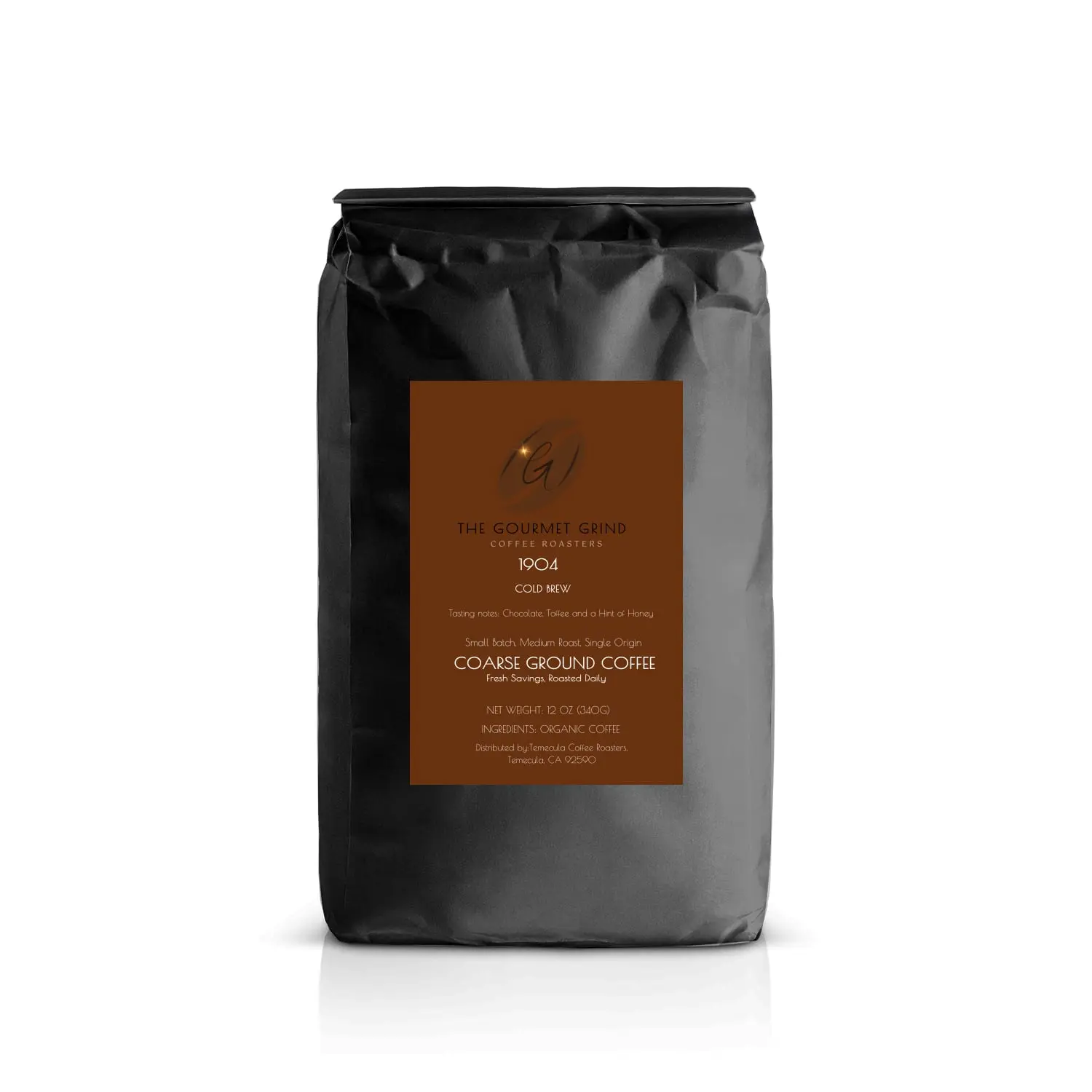1904 Organic Cold Brew Medium Roast Coffee - Gourmet Grind Coffee Roasters - Extra Coarse Ground for Optimal Cold Brewing - 12oz Bag - Smooth Chocolate, Toffee, Subtle Floral Flavors - Versatile