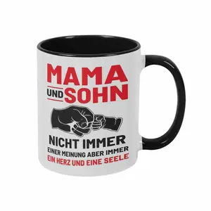 Mama and Son Mug (11oz/15oz) German Quote Fist Bump Design Durable Ceramic Coffee Cup with Funny Family Message Perfect for Mother’s Day Gift Birthday Home Kitchen Office Desk and Daily Use