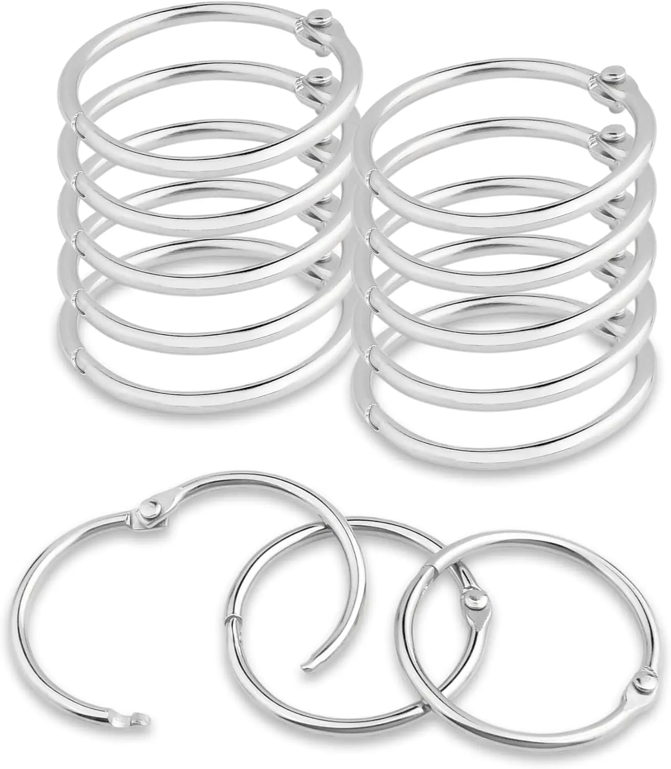 50 Pack Binder Ring, Metal Book Ring Paper Ring Holder 1-1/2-Inch Loose Leaf Binder Ring Clip for Index Card, Flash Card Ring, DMC Embroidery Floss Organizer,  Key Ring -