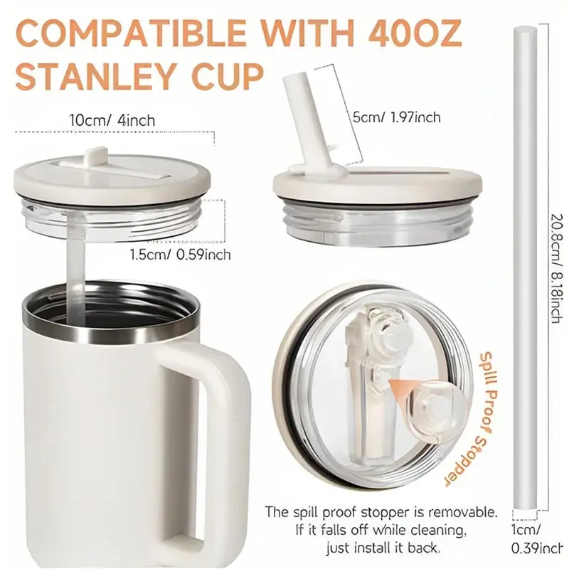 40oz Replacement Lid for Stanley Quencher Tumbler Flip Straw,Leak-proof Splash Resistant Replaceable Cover Cap for Stanley