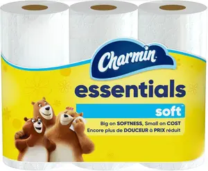 Charmin Essentials Soft Toilet Paper, 9 Mega Rolls = 36 Regular Rolls Pack Bath