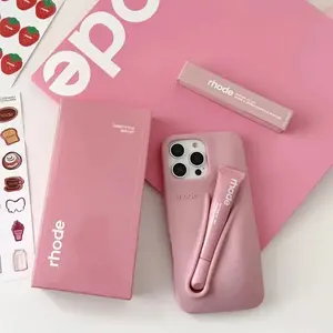 Luxury Rhode Silicone Phone Case with Lipstick Storage Slot, Smooth Touch Shockproof Cover for iPhone 11 12 13 14 15 16 17 Pro Max, Fashion Style
