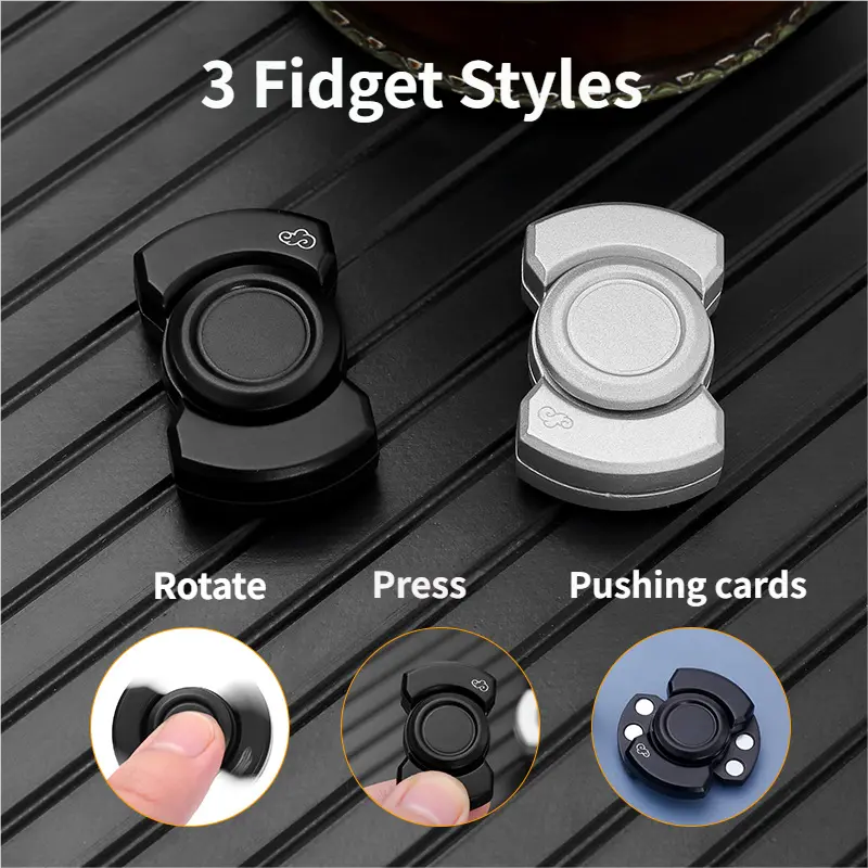 3-in-1 Fidget Spinner Metal Butterfly EDC Toy with Push Coins - White & Black Options