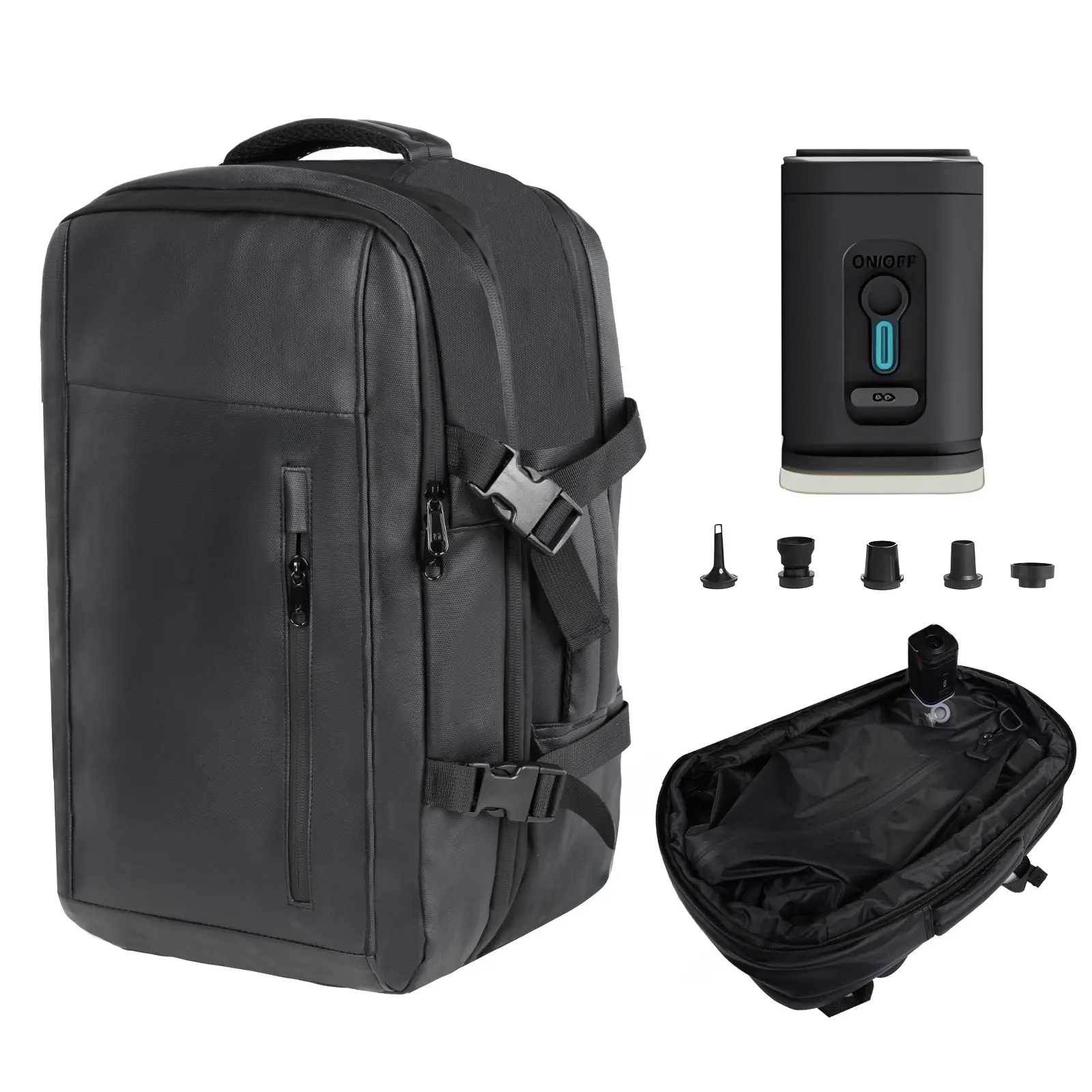 Fochier Electric Compression Backpack with Built-in Electric Pump, Advanced Security TSA Lock, Expandable Design, Wet-Dry Compartments, Sleek Organization - Unisex Business Travel Carry-On Bag
