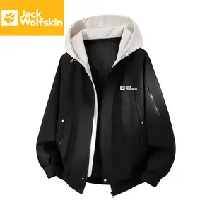 JACK WOLFSKIN Hooded Bomber Jacket - Detachable Hood Zip-Up Windbreaker for Streetwear, Casual Outings & Baseball Events