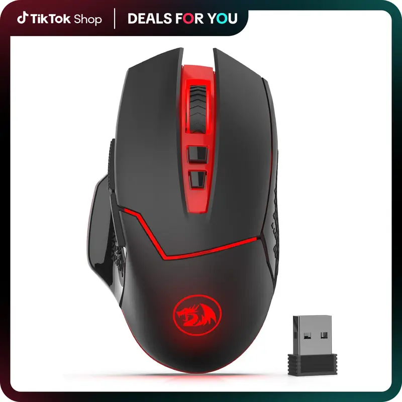 Redragon M690-1 2.4GHz Wireless Gaming Mouse - Black, 8 Buttons (2 Side Buttons), Adjustable 2400 DPI with DPI Switching, Ergonomic Shape, Computer Peripherals, PC Accessories, Desk Gadgets, Mouse+Receiver, Teen Boy Gift