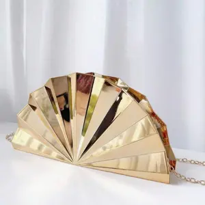 Gold Metallic Striped Asymmetric Clutch Bag, Crossbody Bag Party Purse, Elegant Formal Occasion Shoulder Bag Handbag, Chain Bag, Minimalist Fashion Women's Evening Bag