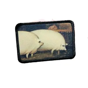 brother may i have some oats meme origin painting a pair of pigs from the 1850s  2"x3" Morale Patch with Hook and loop backing