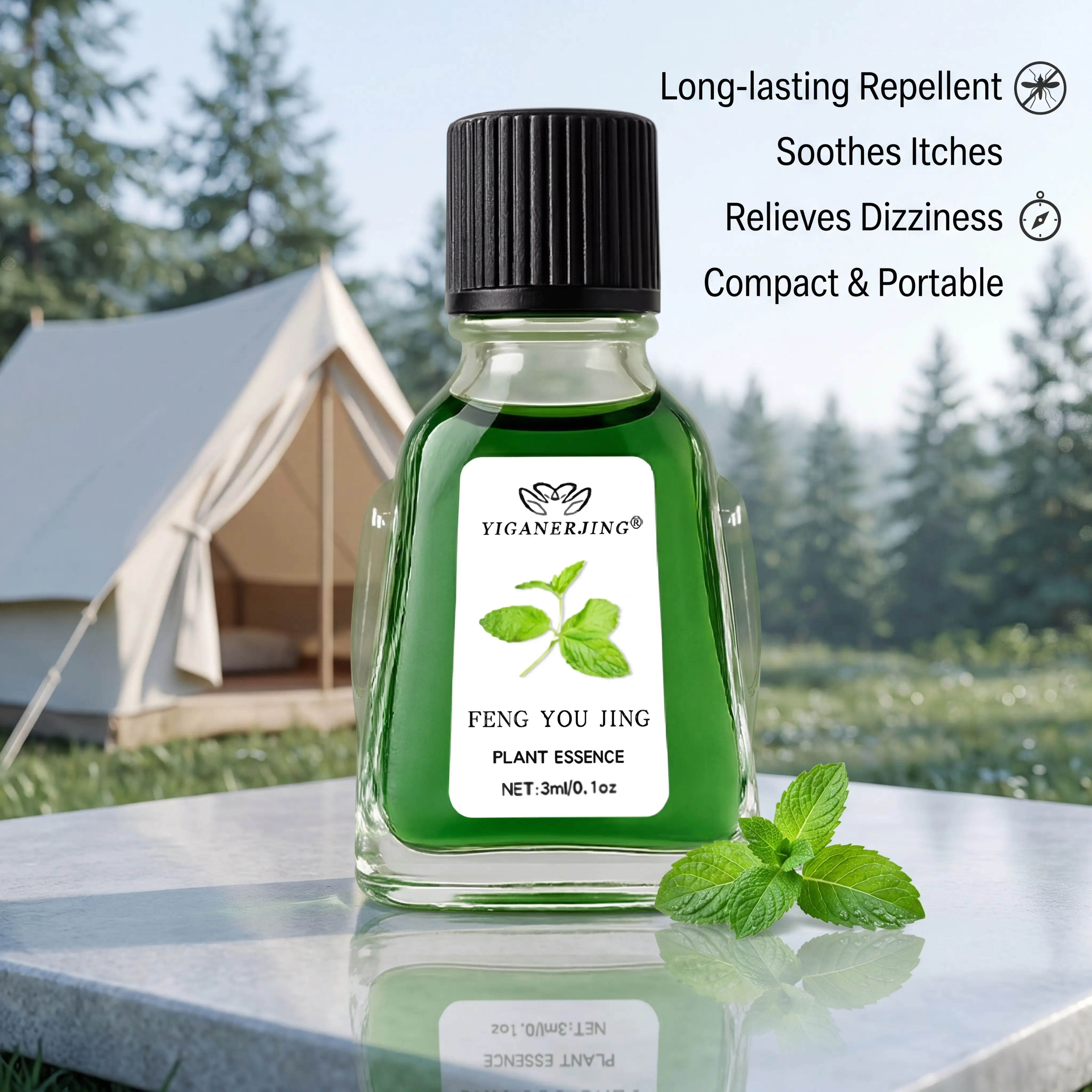 3/5 Pack Cooling Essential Balm, Mosquito Repellent Ointment for Anti-Itch, Motion Sickness & Dizziness Relief, Portable 3ml for Daily Use, Mosquito Repeller