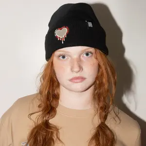 AM I OKAY? Cuff Beanie - Soft, Warm, Minimal Streetwear Beanie with QR Code Label for Emotional Expression, Mental Health, Positivity