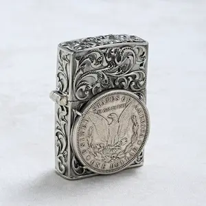 Silver Dollar Coin 925 Sterling Silver & Copper Lighter Case