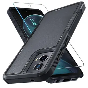 For Motorola Moto G Stylus 5G 2024 Case with Tempered Glass Screen Protector, Full Body Heavy Duty Rugged Shockproof Protective Smartphone Case Cover with Tempered Glass Screen Protector, Casing