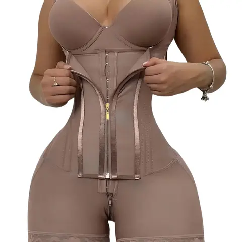 1 Count Women's Butt Lifting And Tummy Control Body Shaperwear Underwear, Tummy Control Shapewear, Fajas, Triple Row Hook & Eye Closure Colombian Bodysuit With External Zipper Design, Waist Trainer With Internal Adjustable Hook, Suitable For Daily Wear
