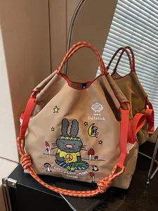 Women's Cute Cartoon Rabbit Pattern Tote Bag, Large Capacity Shoulder Bag for Daily Used, Casual Trendy Versatile Unique High-quality Daily Commuting Bag, Soft Commuter Tote, Shoulder Totes
