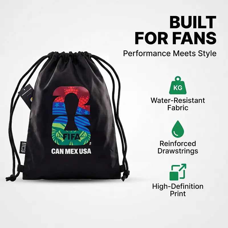 FIFA Multi-Color World Cup Drawstring Backpack - Football Fashion, Ultra-Lightweight Water-Proof, All-Seasons, All-Match Stylish, Durable Soccer & Futsal Gym Bag for Daily Use