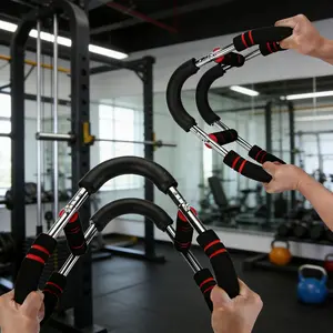 U-Shaped Arm Trainer with 60-110lbs wide resistance, soft foam grip protects forearms. Exercises biceps, arms, chest, shoulders and inner thighs. Space-saving home design, unisex for effective strength and body shaping.