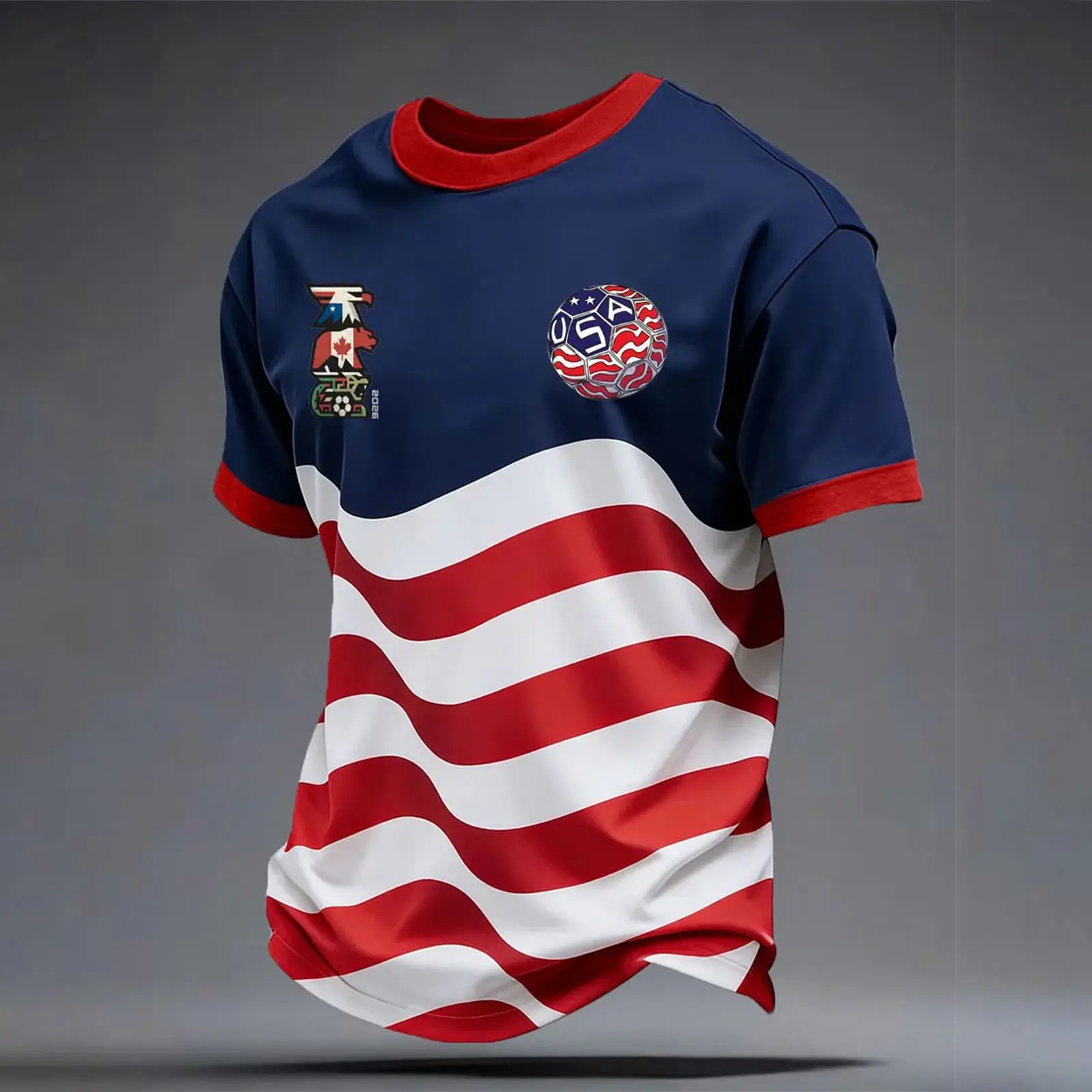 Men's 2026 USA Soccer Jersey Crewneck Short Sleeve United States Team Fan International Football Shirt Retro Streetwear Top, Professional Football Top for Sports & Outdoor Activities