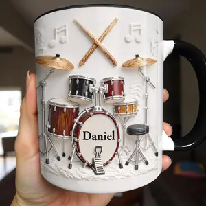 A Drummer’s Heart Beats With Rhythm Mug Personalized Custom Accent Mug Drum Set Music Notes Design Drummer Gift Musician Gift for Him Her Band Member Gift Drum Lover Gift Music Lover Coffee Cup Unique Drummer Gift Idea