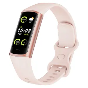 Smartwatch with sports tracking, heart rate, blood pressure, body temperature monitoring, message notifications, and long battery life
