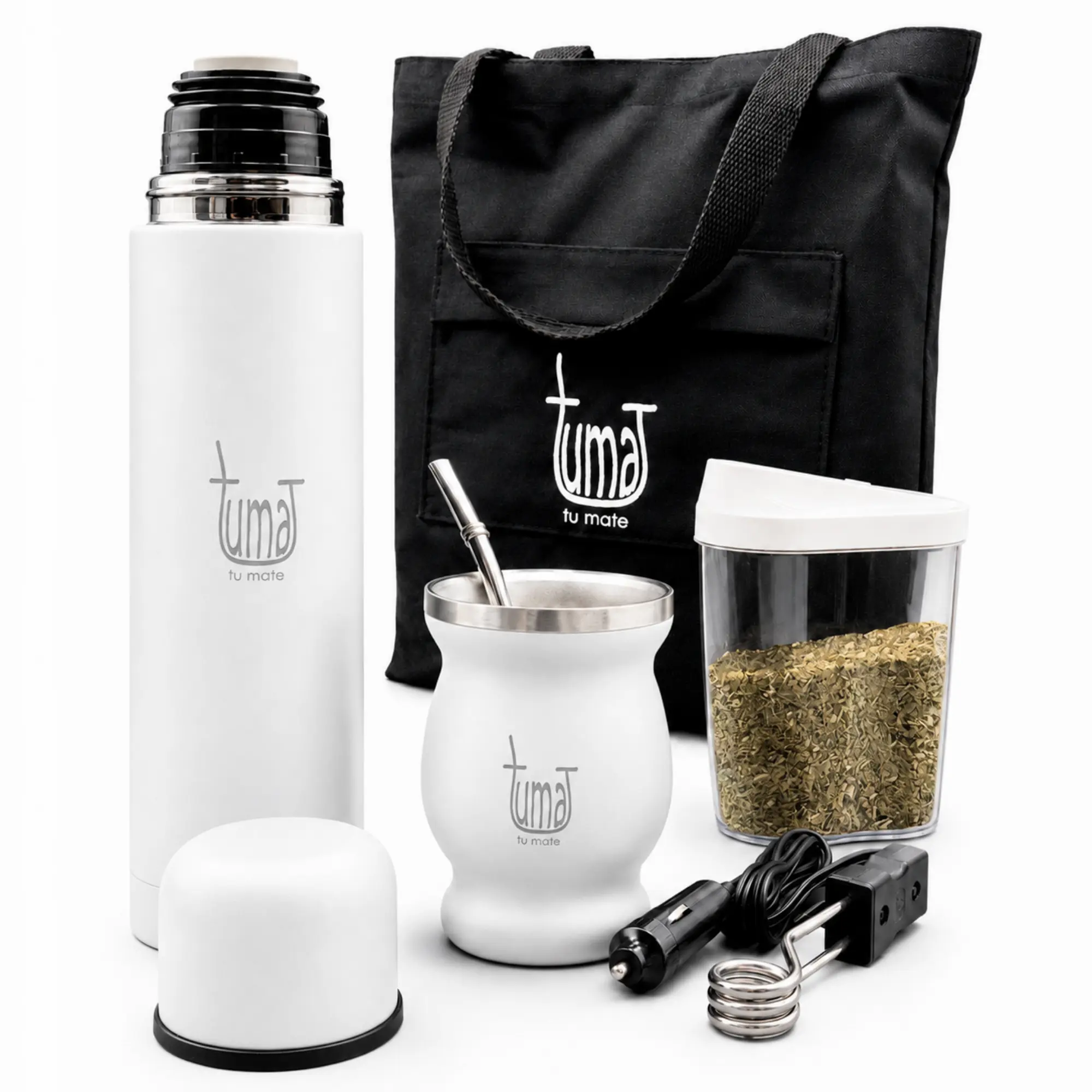 Tuma Tu Mate Classic Kit 750 ml - Traditional Yerba Mate Set White