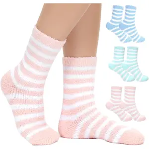 3 Pairs of Aloe Socks, Lotion Socks for Women, Moisturizing Spa Sock for Dry Cracked Feet, Soft Coral Fleece Sock for Keeping Feet Warm