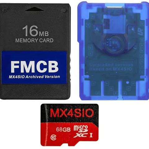 PS2 Video Games Memory FMCB Card with MX4SIO 64GB with Games TF Card Adapter for All PS2 Version