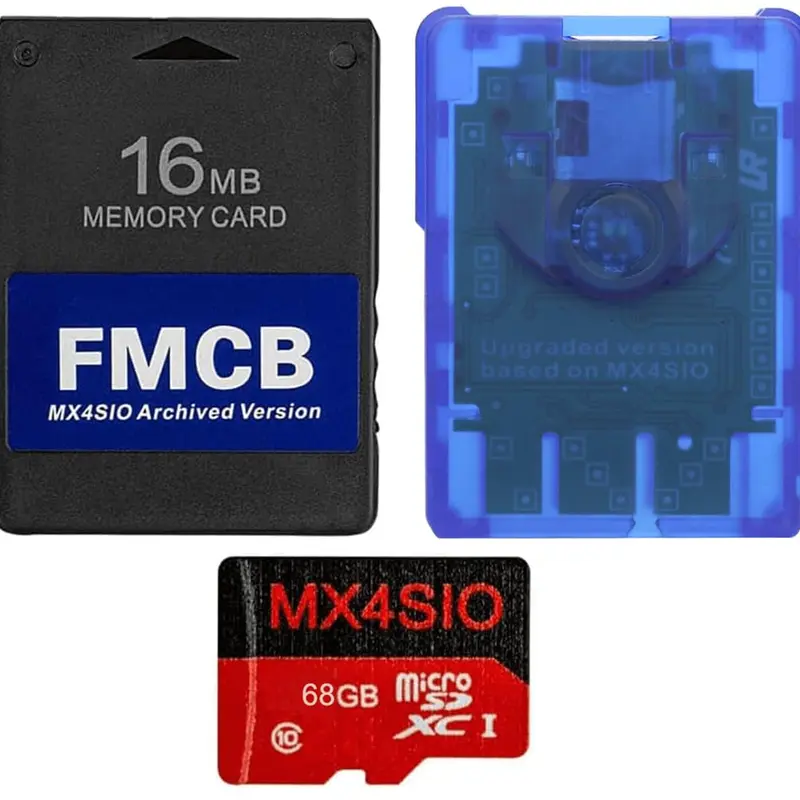 PS2 Video Games Memory FMCB Card with MX4SIO 64GB with Games TF Card Adapter for All PS2 Version
