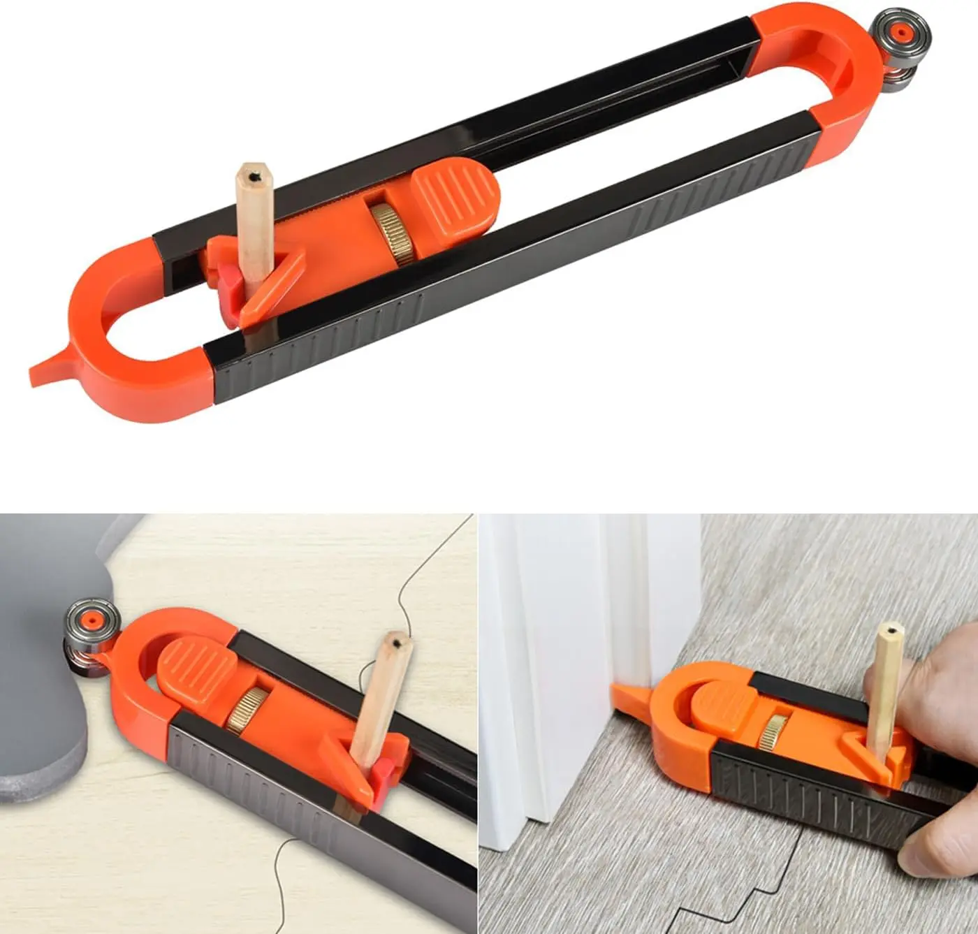 Precise Contour Scribe Tool with Lock for Pencil.Woodworking Edge Corner Measuring ProfileDuplicator,Bring 2 pencils