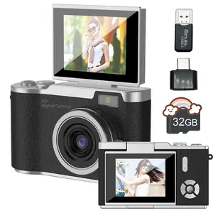 4K Video Recording Digital Camera, 48MP Auto Focus Pixel 16X Digital Zoom HD Compact Digital Camera, Entry Level Student Camera with 32G Memory Card for Beginners, High Definition Camera, Portable Travel Vlogging Camera, Hybrid Autofocus Tech, Durable