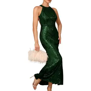 Kaei&Shi Sequin Prom Dresses Long,Pearl Chain Backless Homecoming Dress,Women Sparkly Elegant Formal Evening Gowns