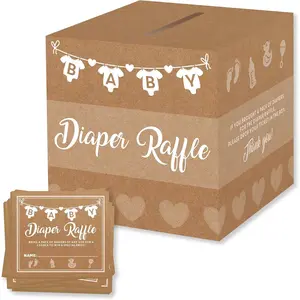 Party Hearty Baby Shower Games for Girl or Boy, 50 Diaper Raffle Tickets, Diaper Raffle Ticket Cards Box, Baby Shower Decorations, Raffle Prizes, Ideas