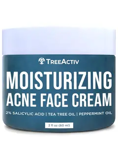 TreeActiv Acne Cream Original Formula, 2 fl oz, 2% Salicylic Acid Face Moisturizer for Oily & Acne-Prone Skin, Lightweight Hydrating Facial Cream