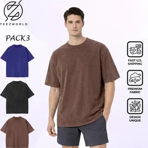 Premium 3-Pack Oversize T-Shirt Bundle – Men’s Acid Washed Oversized Streetwear Tees, Heavyweight Cotton Loose Fit Casual Shirts, Soft Comfortable Fabric, Perfect Everyday Essentials for Summer Outfit and Urban Style