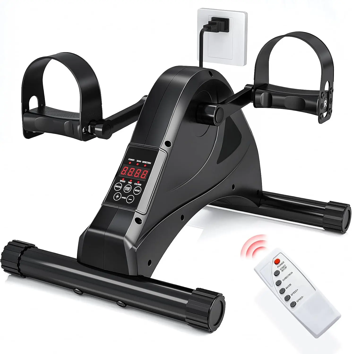 Motorized Mini Exercise  Electric Pedal Exerciser for Seniors Rehab , Under Desk  Pedal Exerciser for Arm/ Fitness & Physical , 6 Levels Speed Adjustment