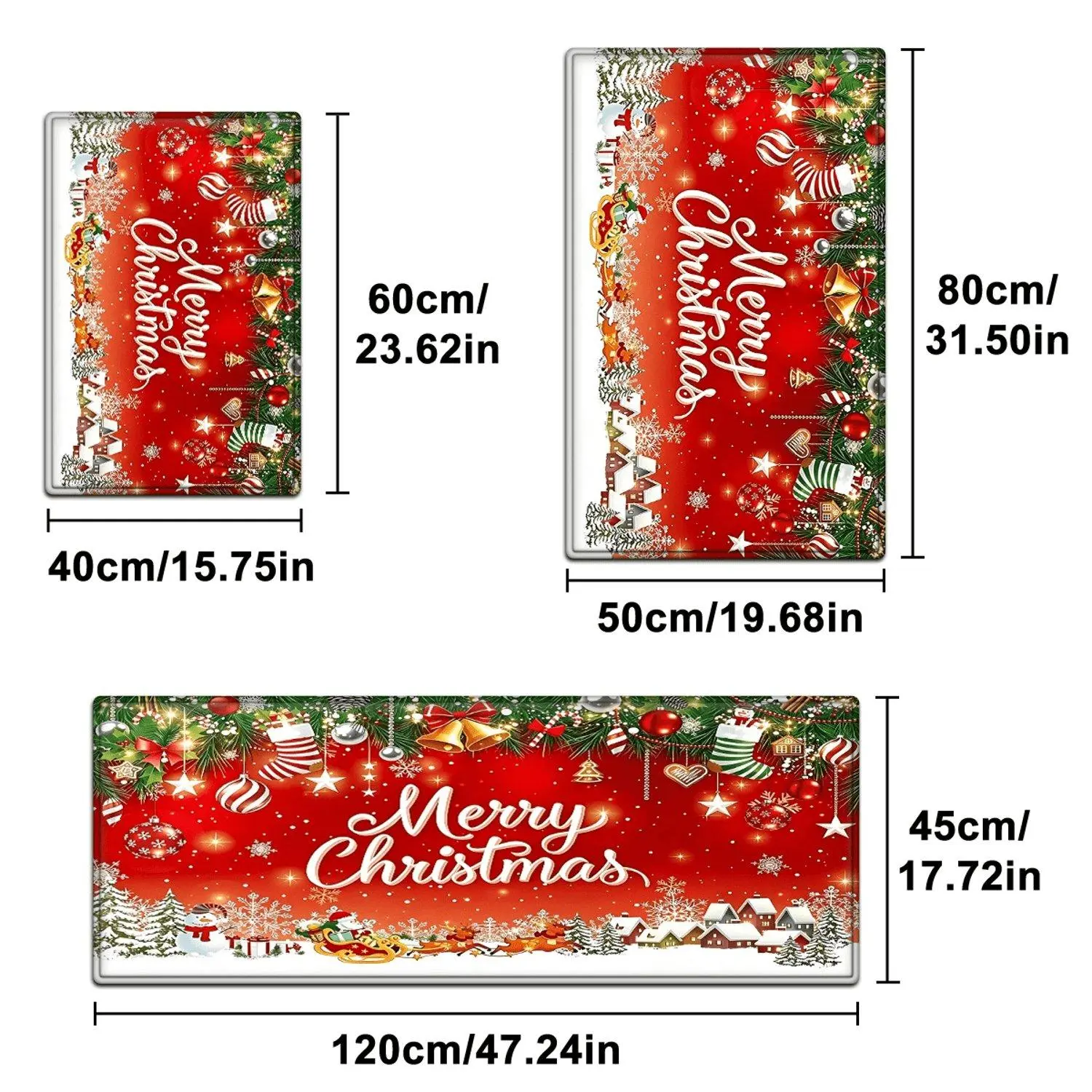 1pc Red Background "Merry Christmas" Soft Washable Absorbent Holiday Flannel Floor Mat Rug for Kitchen Entryway Living Room Seasonal Home Decor