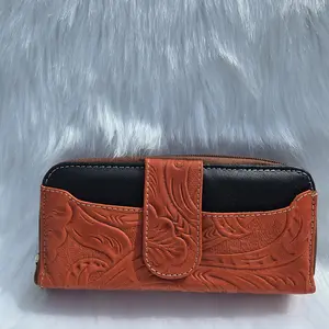 Leather Wallet Floral Des