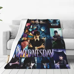 Wednesday Addams Cozy Throw Blanket -  Cartoon Design, Ultra Soft Flannel Plush for Bed Sofa, Aesthetic Bedroom Decor Gift A1210-169
