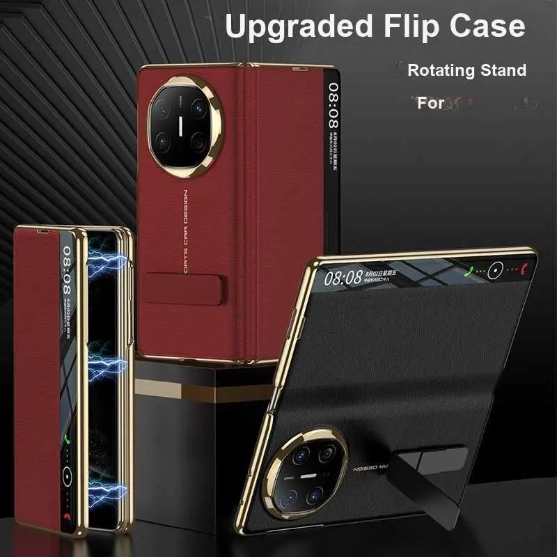 For Mate X6 New Year Style Foldable Screen Phone Case For Mate X6 Desktop Stand Protective Cover Smart Window Premium HNP04PL