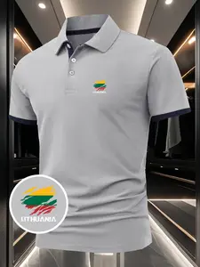 Lithuania National Flag Print Men's Polo Shirt - Stylish & Versatile, Comfortable & Breathable Fabric, Ideal for Summer Outdoor Sports & Daily Wear, New Style Casual Sports Collared Shirt