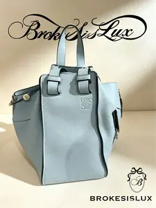 Pre-owned Loewe Shoulder Bag in Baby Blue Grain Calfskin, Anagram Embossed Logo, Side Zip Casual Daily Bag