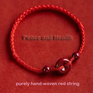 Lucky Red String Bracelet Protection Amulet Handmade Braided Adjustable Peach Wood Bead Red Strand Bracelet Exorcise Evil Spirits Jewelry Feng Shui Bracelet for Surfer Yoga Pray Strength Good Luck Charm Energy Love Red String of Fate outdoorfun