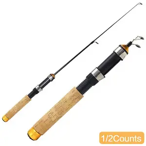 Mini Retractable Fishing Rod, Portable Ice Fishing Rod, Telescopic Spincast Rod, River Shrimp Carp Fishing Rod, Outdoor Fishing Accessories