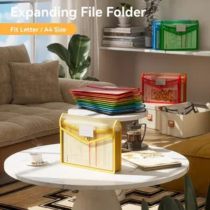 6-Piece Plastic Expandable Folder, Specially Designed for File Storage, Snap Closure, Bright File Organizer, Accordion-Style Bag, Large Capacity