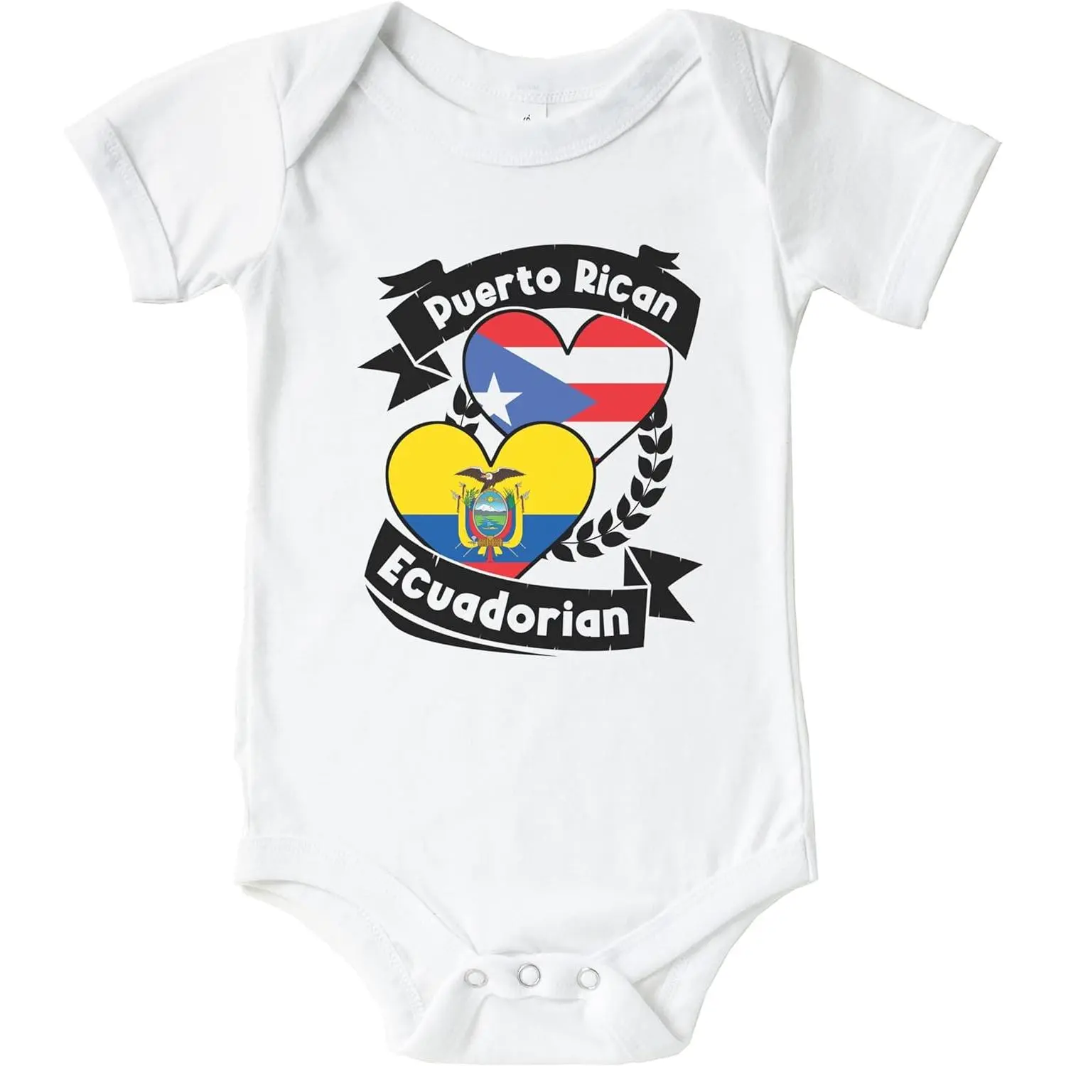 Puerto Rican Ecuadorian Heart Flags Puerto Rico Ecuador Baby Bodysuit